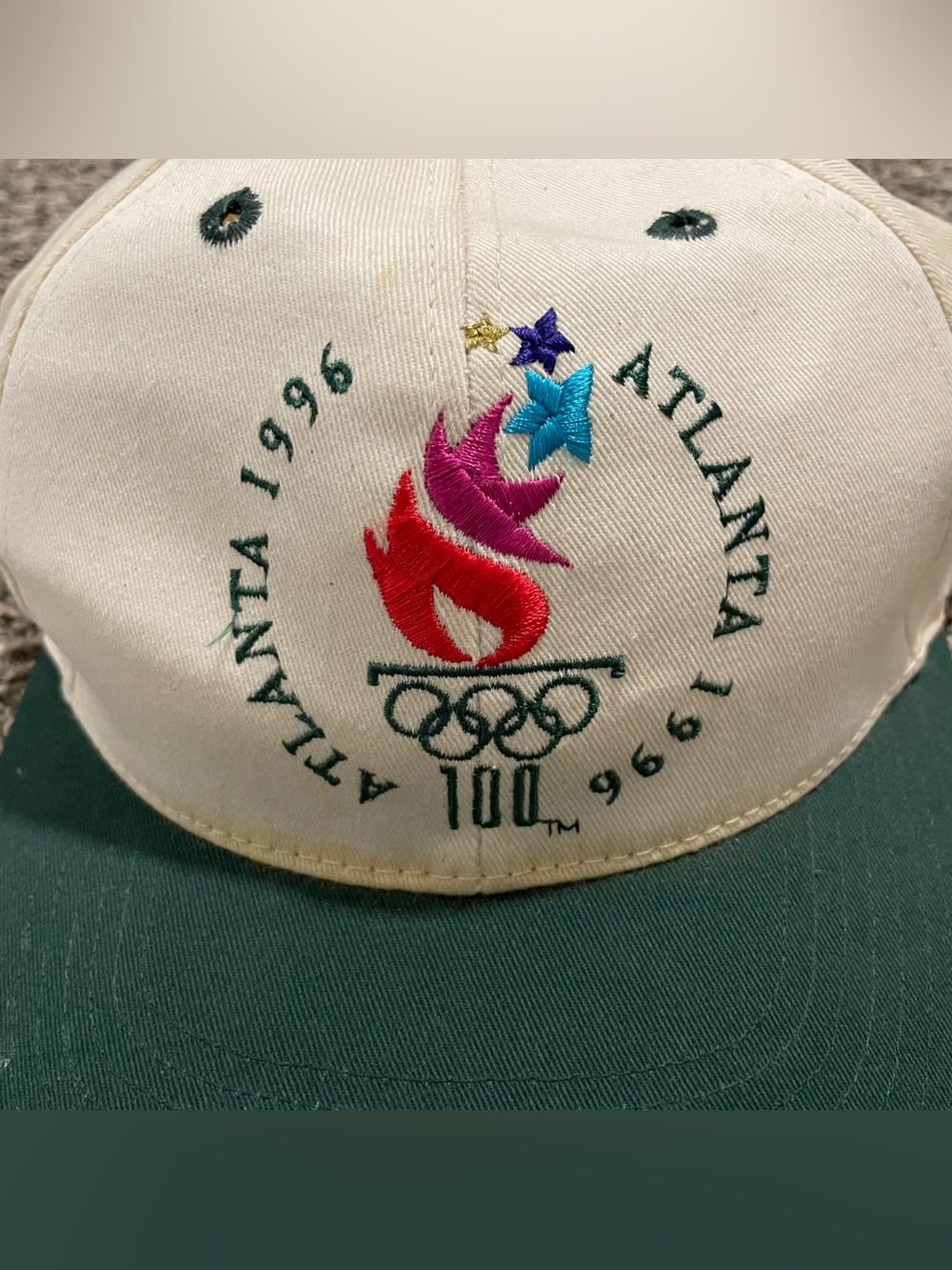 Vintage 90s Atlanta 1996 Olympics Snapback Cap Hat Embroidered Logo - Picture 2 of 6